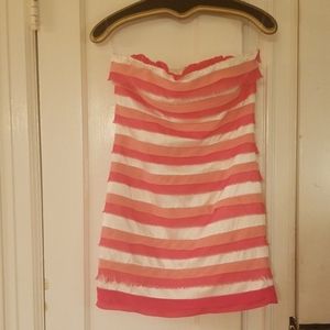 Gorgeous strapless orange striped dress